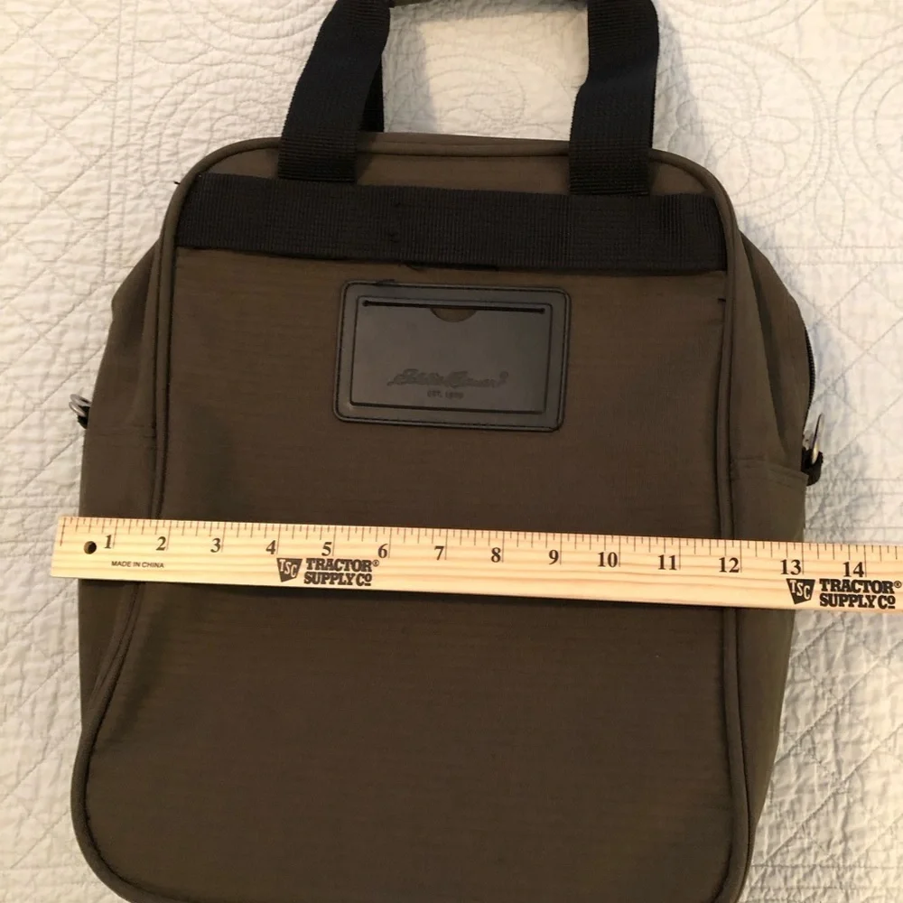 Eddie Bauer carry on travel bag lap top bag. Green rip stop material.